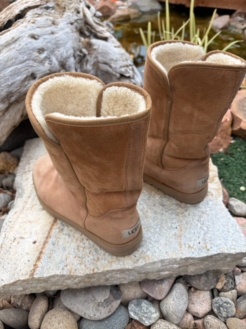 UGG Classic Tall Boots Womens 9.5 Chestnut Sheepskin Suede Winter - Picture 4 of 9